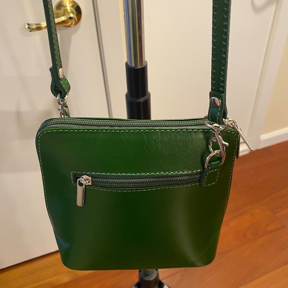 Italian leather pea green bag